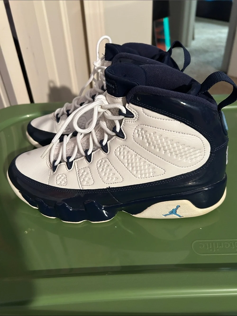 Authentic Jordan White and Navy Patent Leather Retro High Tops